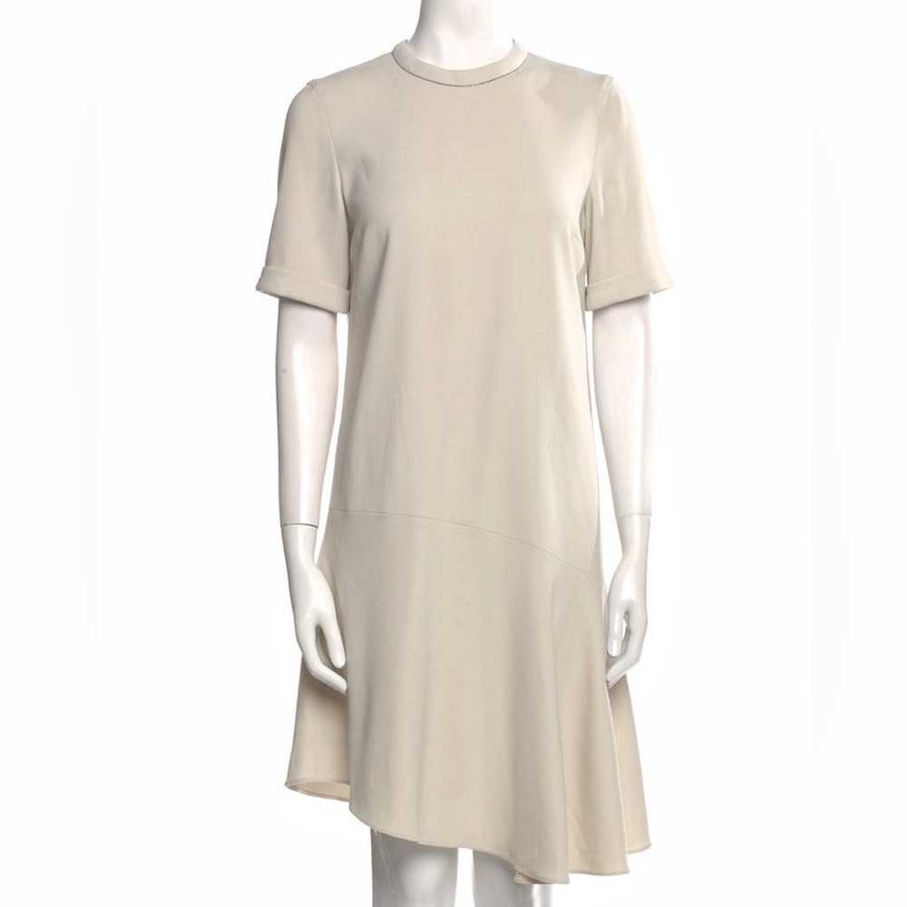 Brunello Cucinelli Monili Beaded Short Sleeved Wool Dress